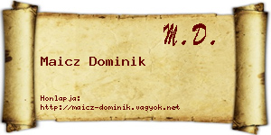 Maicz Dominik névjegykártya